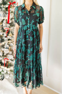 NURSING COLLECTION: Every Little Thing Emerald Embroidered Midi Dress