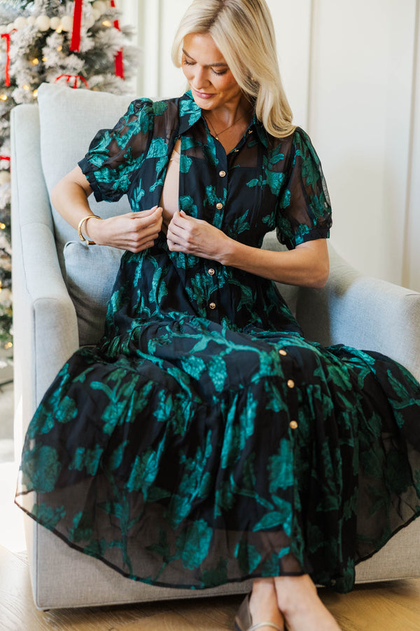 NURSING COLLECTION: Every Little Thing Emerald Embroidered Midi Dress