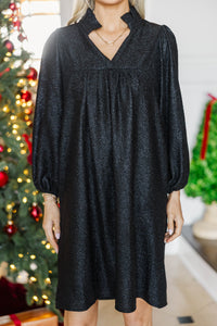 NURSING COLLECTION: Above And Beyond Black Glitter Shift Dress