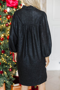NURSING COLLECTION: Above And Beyond Black Glitter Shift Dress