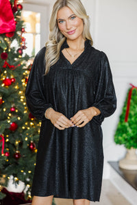 NURSING COLLECTION: Above And Beyond Black Glitter Shift Dress