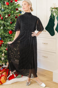 NURSING COLLECTION: Doing My Thing Black Shimmer Midi Dress