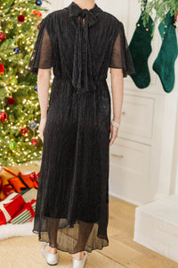 NURSING COLLECTION: Doing My Thing Black Shimmer Midi Dress