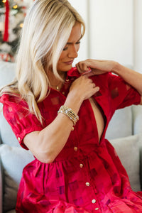 NURSING COLLECTION: So Worth It Red Button Down Midi Dress