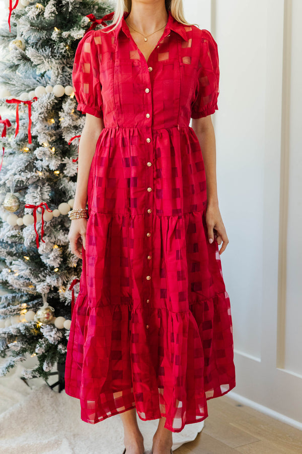 NURSING COLLECTION: So Worth It Red Button Down Midi Dress