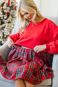 NURSING COLLECTION: Love You More Red Plaid Mini Dress