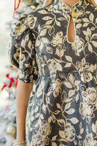 NURSING COLLECTION: Made To Stay Gold Brocade Mini Dress