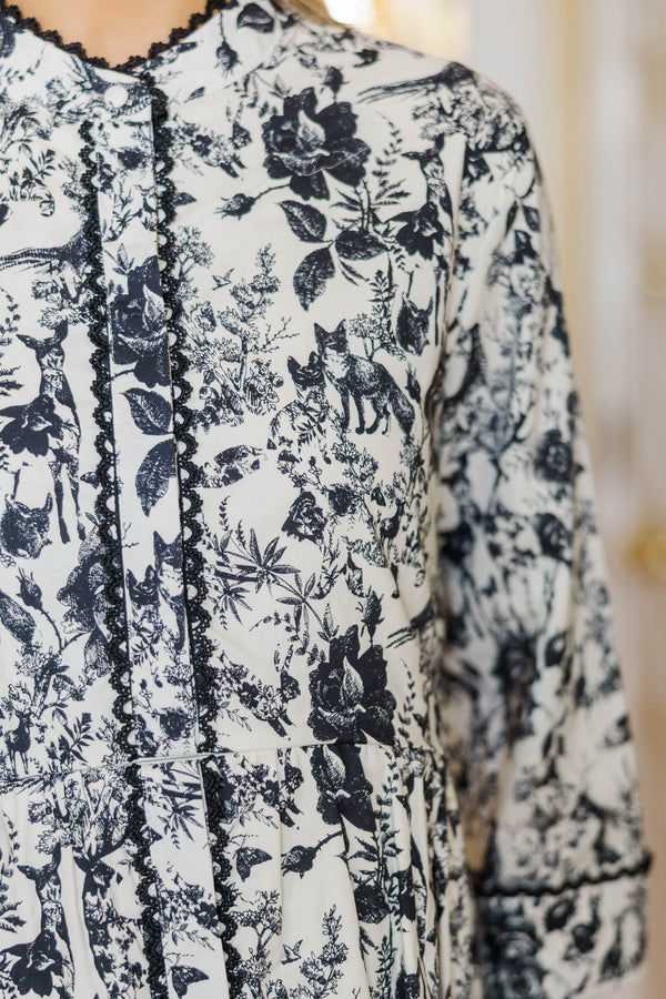 NURSING COLLECTION: Always The One Black Toile Shift Dress