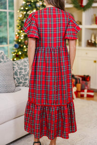 NURSING COLLECTION: Delicate Daze Red Plaid Midi Dress