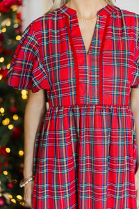 NURSING COLLECTION: Delicate Daze Red Plaid Midi Dress