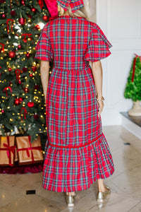 NURSING COLLECTION: Delicate Daze Red Plaid Midi Dress