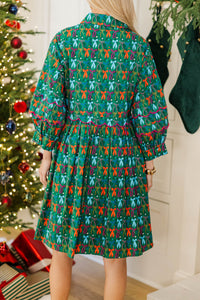 NURSING COLLECTION: Let's Be Jolly Green Bow Print Dress