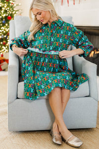NURSING COLLECTION: Let's Be Jolly Green Bow Print Dress