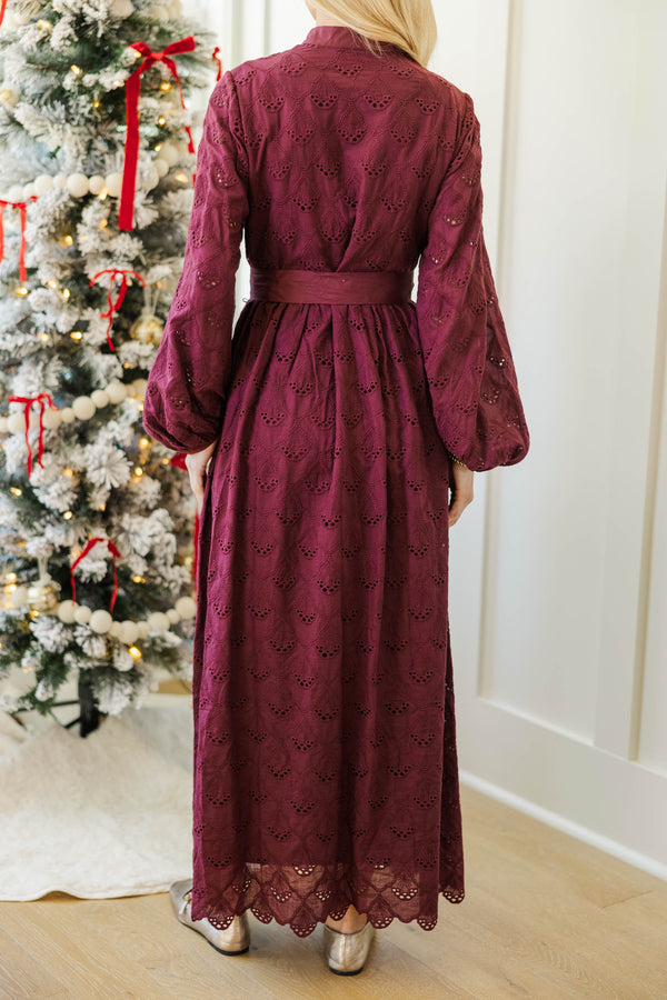 NURSING COLLECTION: Sweet Harmony Burgundy Eyelet Dress – Shop the