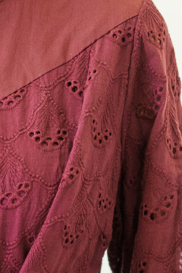 NURSING COLLECTION: Sweet Harmony Burgundy Eyelet Dress