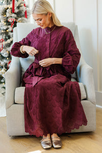 NURSING COLLECTION: Sweet Harmony Burgundy Eyelet Dress