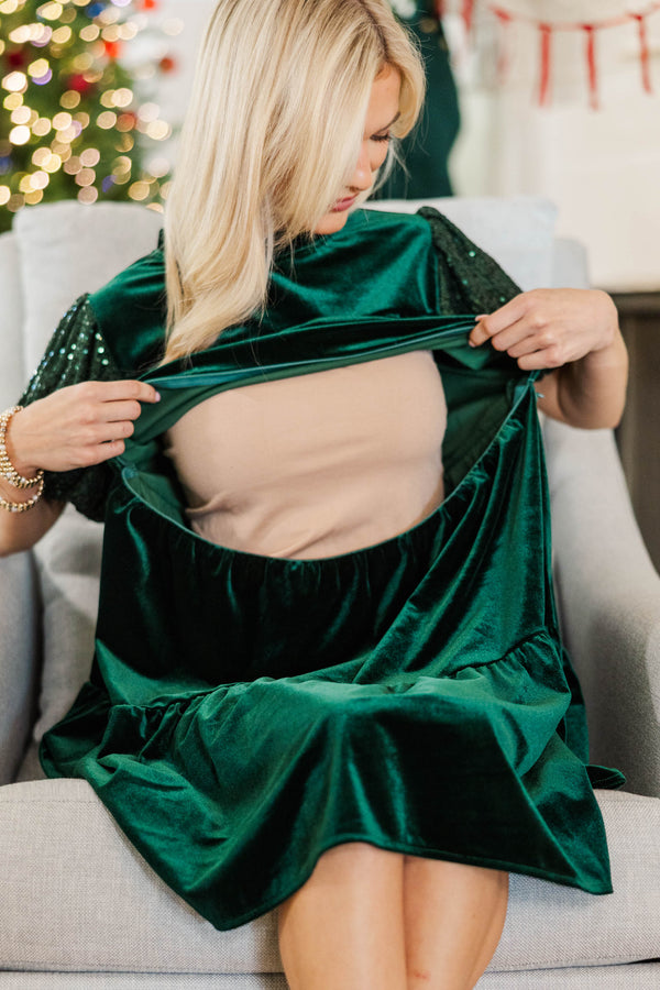 NURSING COLLECTION: Easy To Love Emerald Velvet Mini Dress