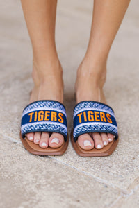 Walk On Navy Tigers Slide Sandals