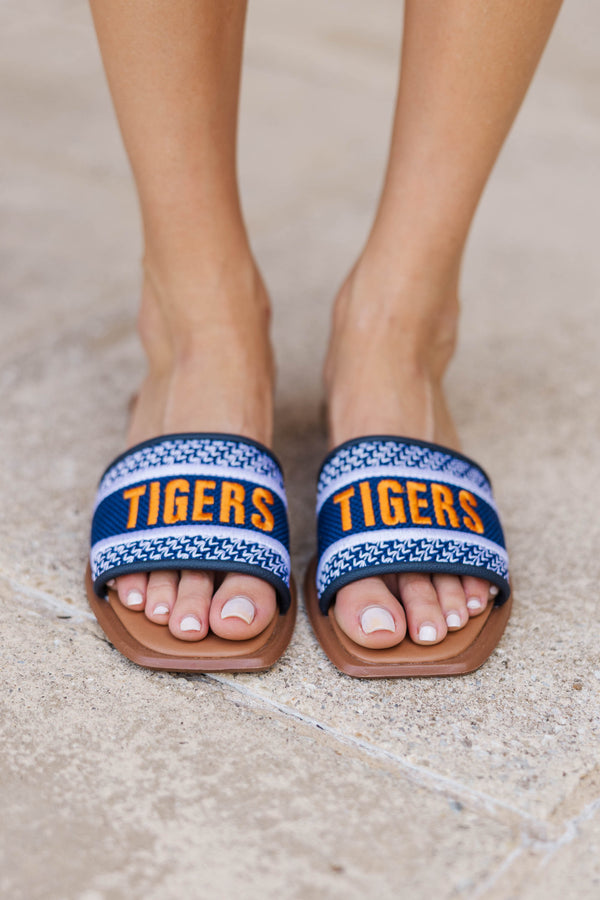 Walk On Navy Tigers Slide Sandals