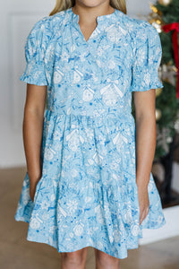 Girls: At The Time Light Blue Toile Dress
