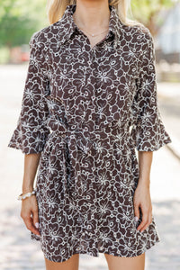 Wherever The Wind Blows Brown Eyelet Dress