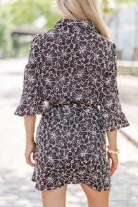 Wherever The Wind Blows Brown Eyelet Dress
