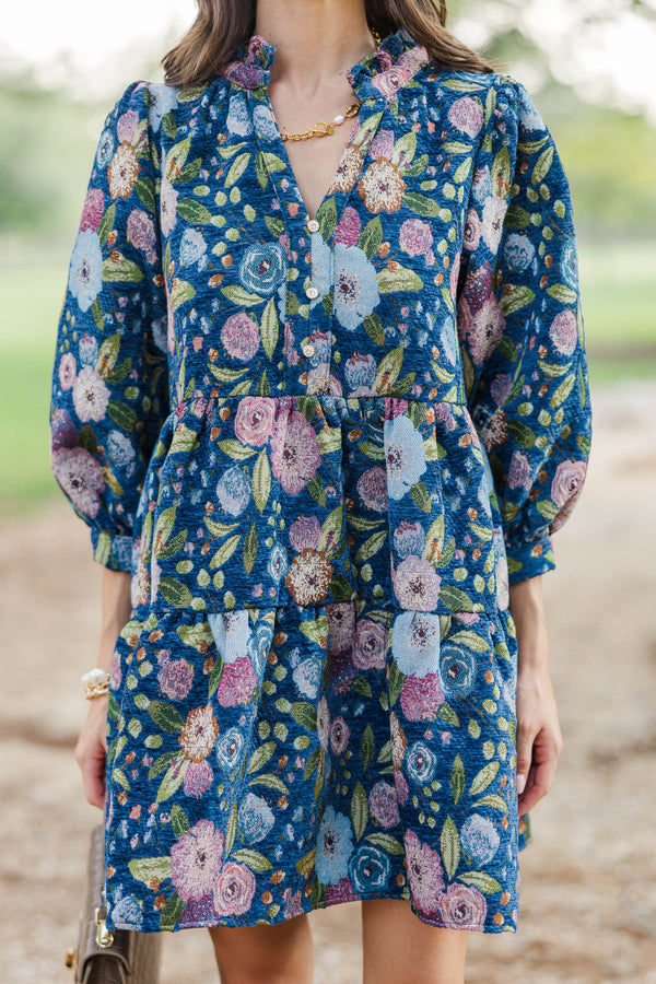 Sweet Little Things Navy Ditsy Floral Dress
