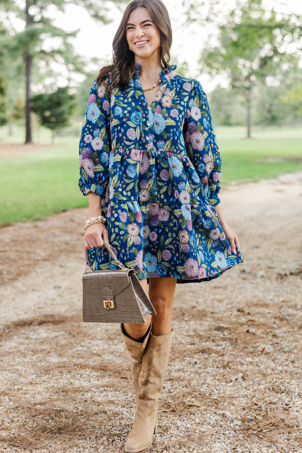 Sweet Little Things Navy Ditsy Floral Dress