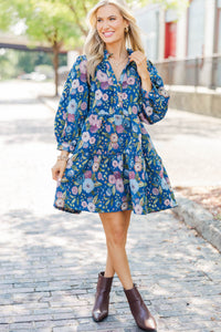 Sweet Little Things Navy Ditsy Floral Dress