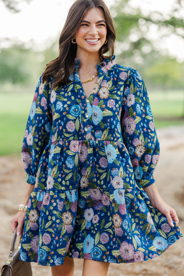 Sweet Little Things Navy Ditsy Floral Dress