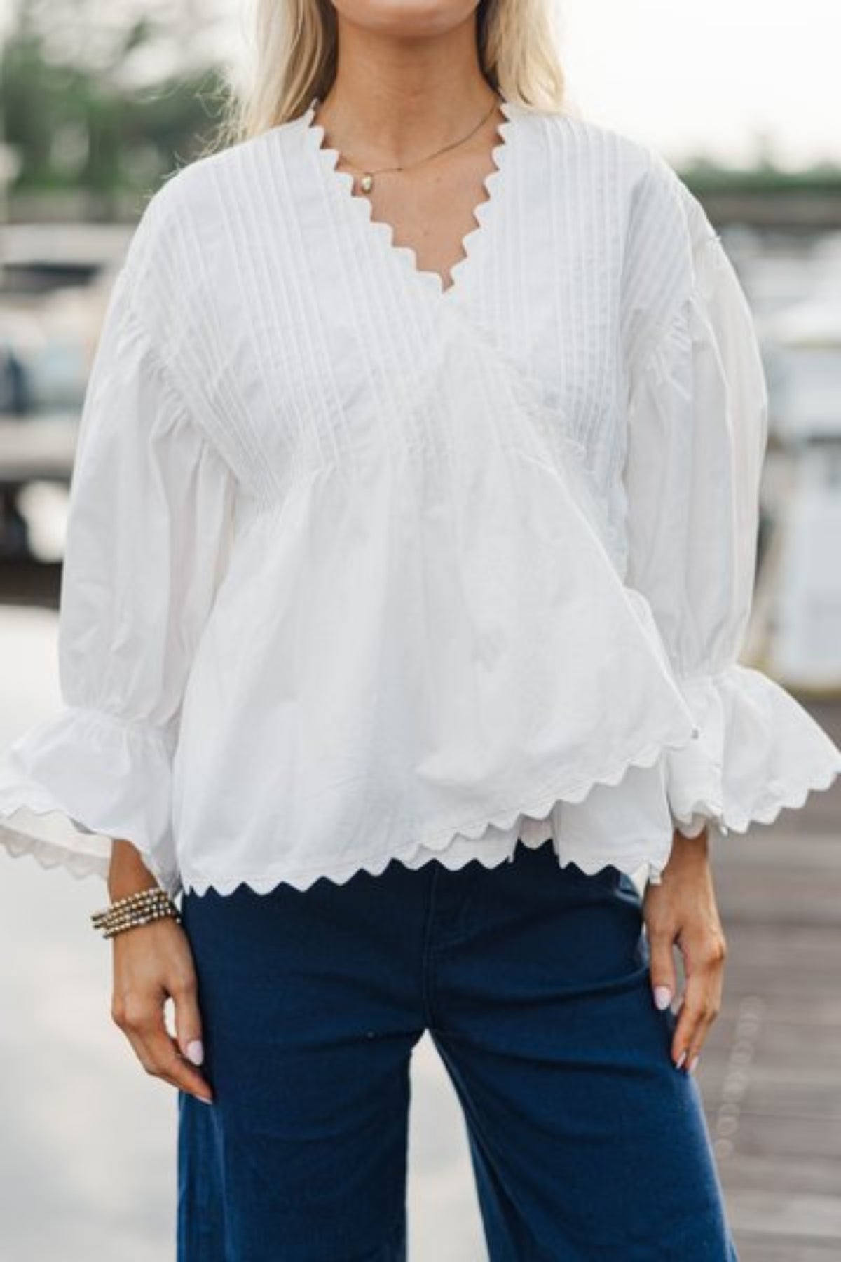 The Anna Marie White Pleated Blouse – Shop the Mint