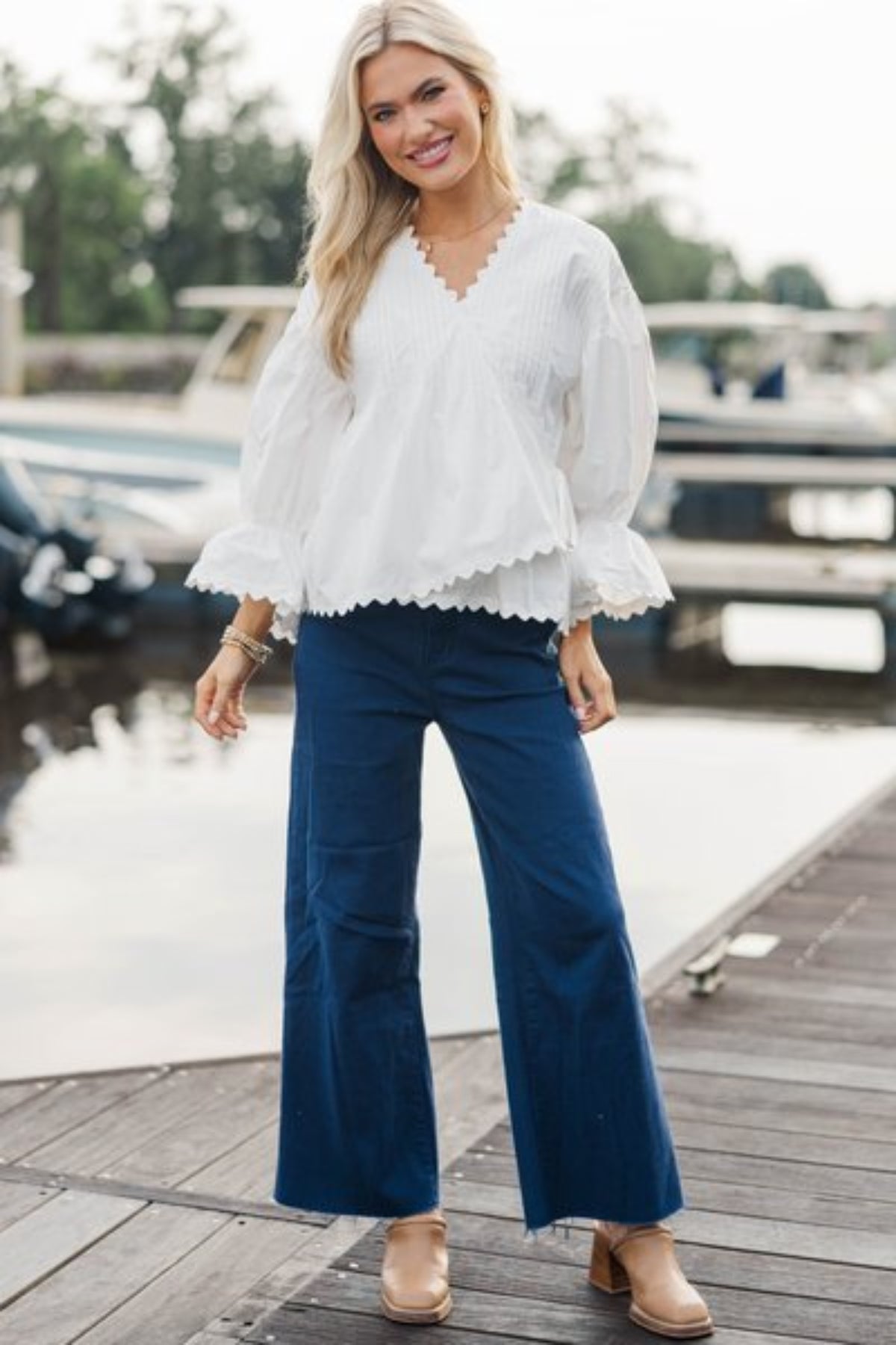 The Anna Marie White Pleated Blouse – Shop the Mint