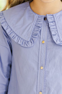 Girls: Whispering Willow Lavender Collar Shirt Dress