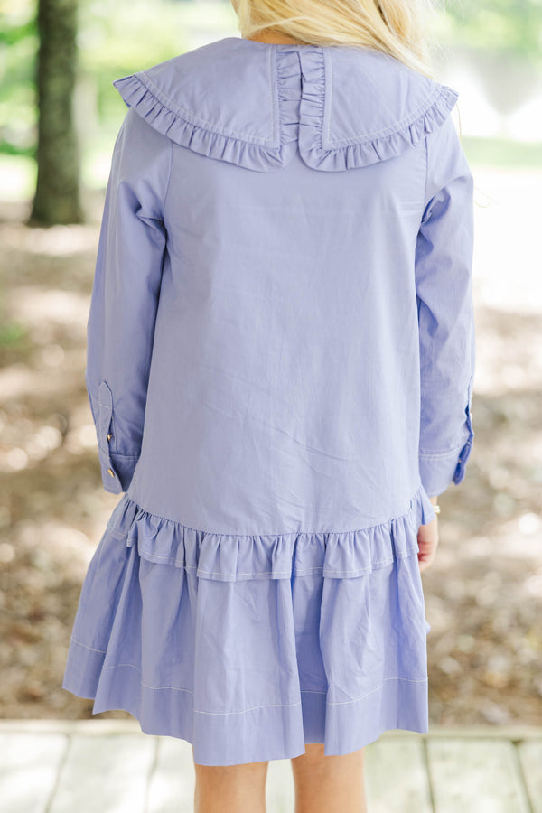 Girls: Whispering Willow Lavender Collar Shirt Dress