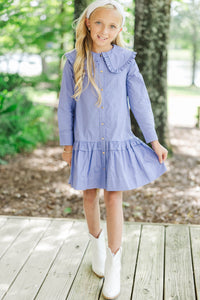 Girls: Whispering Willow Lavender Collar Shirt Dress