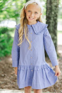 Girls: Whispering Willow Lavender Collar Shirt Dress
