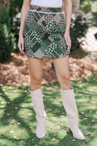 To The Countryside Olive Patchwork Skirt