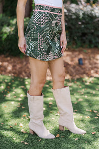 To The Countryside Olive Patchwork Skirt