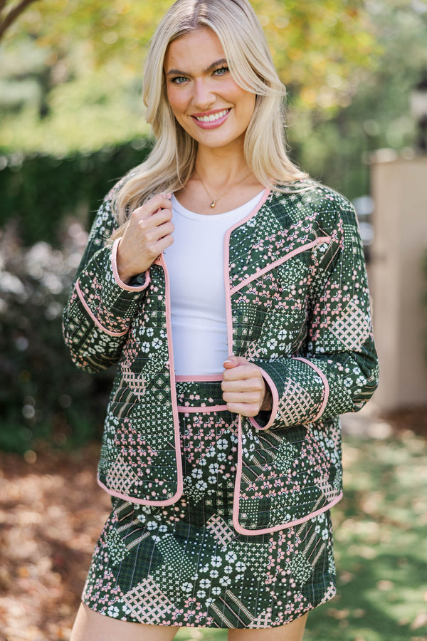 To The Countryside Olive Patchwork Skirt