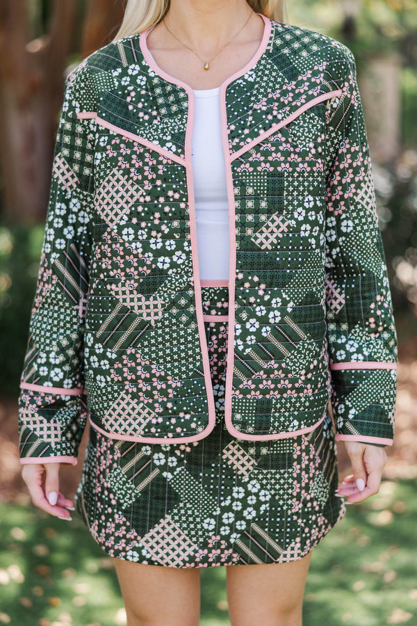 To The Countryside Olive Patchwork Jacket