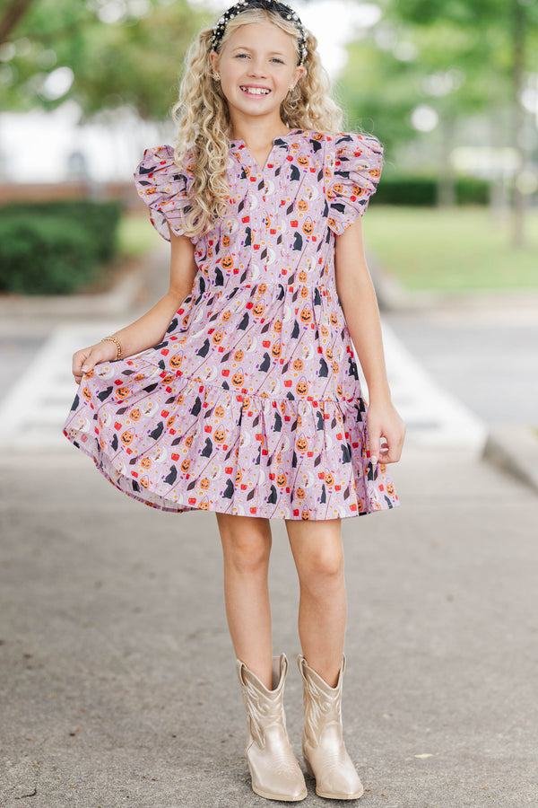 Girls: At This Time Trick or Treat Lavender Dress