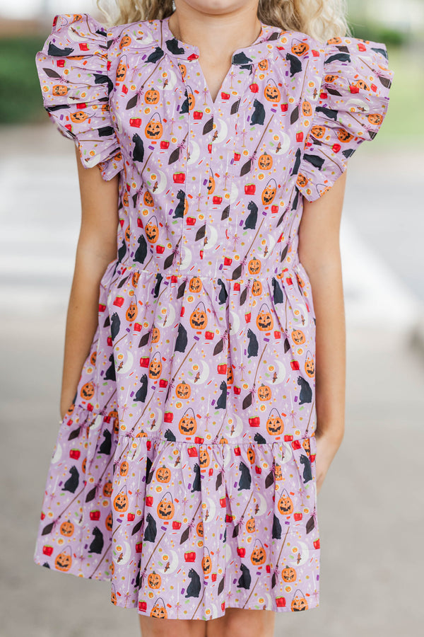 Girls: At This Time Trick or Treat Lavender Dress