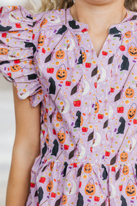 Girls: At This Time Trick or Treat Lavender Dress