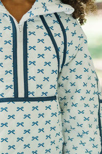 Girls: Always Direct Light Blue Bow Print Quilted Pullover