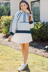 Girls: Always Direct Light Blue Bow Print Quilted Pullover