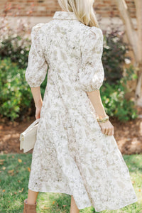 Love Found Olive Eyelet Tiered Midi Dress