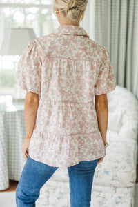 NURSING COLLECTION: Giving Your All Pink Toile Blouse