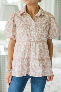 NURSING COLLECTION: Giving Your All Pink Toile Blouse