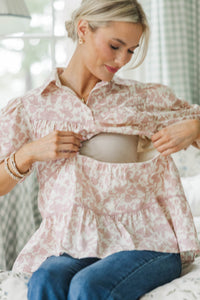 NURSING COLLECTION: Giving Your All Pink Toile Blouse