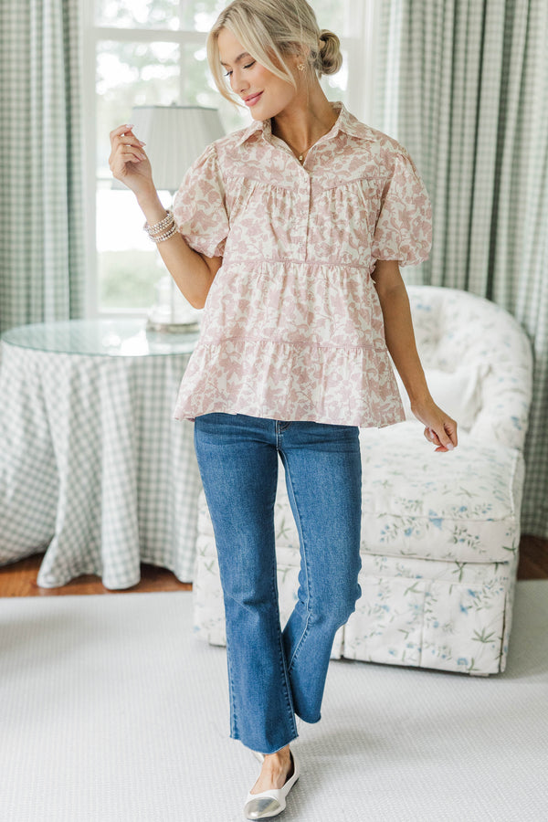 NURSING COLLECTION: Giving Your All Pink Toile Blouse